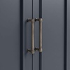 image:imageMartha Stewart Lily Pond Modular 3 Drawer Cabinet and Hutch Sharkey Gray  Brushed Stainless Hardware PreAssembled Drawer Glides Solid Wood FrameLegs Open Hutch Shelves Rear Cord ManagementSlate Blue FrameGunmetal Hardware