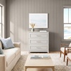 image:imageMartha Stewart Lily Pond Modular 3 Drawer Cabinet and Hutch Sharkey Gray  Brushed Stainless Hardware PreAssembled Drawer Glides Solid Wood FrameLegs Open Hutch Shelves Rear Cord ManagementSharkey Gray FrameBrushed Stainless Steel Hardware