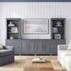 image:imageMartha Stewart Lily Pond Modular 3 Drawer Cabinet and Hutch Sharkey Gray  Brushed Stainless Hardware PreAssembled Drawer Glides Solid Wood FrameLegs Open Hutch Shelves Rear Cord ManagementSlate Blue FrameGunmetal Hardware