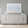 image:imageMartha Stewart Lily Pond Modular 3 Drawer Cabinet and Hutch Sharkey Gray  Brushed Stainless Hardware PreAssembled Drawer Glides Solid Wood FrameLegs Open Hutch Shelves Rear Cord ManagementSharkey Gray FrameBrushed Stainless Steel Hardware