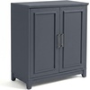 image:imageMartha Stewart Lily Pond Modular 3 Drawer Cabinet and Hutch Sharkey Gray  Brushed Stainless Hardware PreAssembled Drawer Glides Solid Wood FrameLegs Open Hutch Shelves Rear Cord ManagementSlate Blue FrameGunmetal Hardware