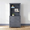 image:imageMartha Stewart Lily Pond Modular 3 Drawer Cabinet and Hutch Sharkey Gray  Brushed Stainless Hardware PreAssembled Drawer Glides Solid Wood FrameLegs Open Hutch Shelves Rear Cord ManagementSlate Blue FrameGunmetal Hardware