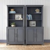 image:imageMartha Stewart Lily Pond Modular 3 Drawer Cabinet and Hutch Sharkey Gray  Brushed Stainless Hardware PreAssembled Drawer Glides Solid Wood FrameLegs Open Hutch Shelves Rear Cord ManagementSlate Blue FrameGunmetal Hardware