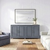 image:imageMartha Stewart Lily Pond Modular 3 Drawer Cabinet and Hutch Sharkey Gray  Brushed Stainless Hardware PreAssembled Drawer Glides Solid Wood FrameLegs Open Hutch Shelves Rear Cord ManagementSlate Blue FrameGunmetal Hardware