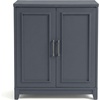 image:imageMartha Stewart Lily Pond Modular 3 Drawer Cabinet and Hutch Sharkey Gray  Brushed Stainless Hardware PreAssembled Drawer Glides Solid Wood FrameLegs Open Hutch Shelves Rear Cord ManagementSlate Blue FrameGunmetal Hardware