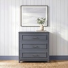 image:imageMartha Stewart Lily Pond Modular 3 Drawer Cabinet and Hutch Sharkey Gray  Brushed Stainless Hardware PreAssembled Drawer Glides Solid Wood FrameLegs Open Hutch Shelves Rear Cord ManagementSlate Blue FrameGunmetal Hardware