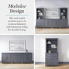 image:imageMartha Stewart Lily Pond Modular 3 Drawer Cabinet and Hutch Sharkey Gray  Brushed Stainless Hardware PreAssembled Drawer Glides Solid Wood FrameLegs Open Hutch Shelves Rear Cord ManagementSlate Blue