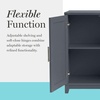 image:imageMartha Stewart Lily Pond Modular 3 Drawer Cabinet and Hutch Sharkey Gray  Brushed Stainless Hardware PreAssembled Drawer Glides Solid Wood FrameLegs Open Hutch Shelves Rear Cord ManagementSlate Blue FrameGunmetal Hardware