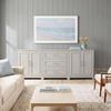 image:imageMartha Stewart Lily Pond Modular 3 Drawer Cabinet and Hutch Sharkey Gray  Brushed Stainless Hardware PreAssembled Drawer Glides Solid Wood FrameLegs Open Hutch Shelves Rear Cord ManagementSharkey Gray FrameBrushed Stainless Steel Hardware