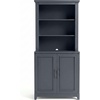image:imageMartha Stewart Lily Pond Modular 3 Drawer Cabinet and Hutch Sharkey Gray  Brushed Stainless Hardware PreAssembled Drawer Glides Solid Wood FrameLegs Open Hutch Shelves Rear Cord ManagementSlate Blue FrameGunmetal Hardware