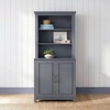 image:imageMartha Stewart Lily Pond Modular 3 Drawer Cabinet and Hutch Sharkey Gray  Brushed Stainless Hardware PreAssembled Drawer Glides Solid Wood FrameLegs Open Hutch Shelves Rear Cord ManagementSlate Blue FrameGunmetal Hardware