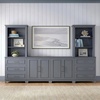 image:imageMartha Stewart Lily Pond Modular 3 Drawer Cabinet and Hutch Sharkey Gray  Brushed Stainless Hardware PreAssembled Drawer Glides Solid Wood FrameLegs Open Hutch Shelves Rear Cord ManagementSlate Blue FrameGunmetal Hardware