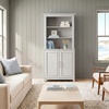 image:imageMartha Stewart Lily Pond Modular 3 Drawer Cabinet and Hutch Sharkey Gray  Brushed Stainless Hardware PreAssembled Drawer Glides Solid Wood FrameLegs Open Hutch Shelves Rear Cord ManagementSharkey Gray