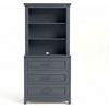 image:imageMartha Stewart Lily Pond Modular 3 Drawer Cabinet and Hutch Sharkey Gray  Brushed Stainless Hardware PreAssembled Drawer Glides Solid Wood FrameLegs Open Hutch Shelves Rear Cord ManagementSlate Blue FrameGunmetal Hardware