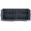 image:imageMartha Stewart Lily Pond Modular 3 Drawer Cabinet and Hutch Sharkey Gray  Brushed Stainless Hardware PreAssembled Drawer Glides Solid Wood FrameLegs Open Hutch Shelves Rear Cord ManagementSlate Blue FrameGunmetal Hardware