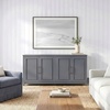 image:imageMartha Stewart Lily Pond Modular 3 Drawer Cabinet and Hutch Sharkey Gray  Brushed Stainless Hardware PreAssembled Drawer Glides Solid Wood FrameLegs Open Hutch Shelves Rear Cord ManagementSlate Blue FrameGunmetal Hardware