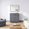 image:imageMartha Stewart Lily Pond Modular 3 Drawer Cabinet and Hutch Sharkey Gray  Brushed Stainless Hardware PreAssembled Drawer Glides Solid Wood FrameLegs Open Hutch Shelves Rear Cord ManagementSlate Blue FrameGunmetal Hardware
