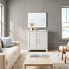 image:imageMartha Stewart Lily Pond Modular 3 Drawer Cabinet and Hutch Sharkey Gray  Brushed Stainless Hardware PreAssembled Drawer Glides Solid Wood FrameLegs Open Hutch Shelves Rear Cord ManagementSharkey Gray FrameBrushed Stainless Steel Hardware