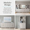 image:imageMartha Stewart Lily Pond Modular 3 Drawer Cabinet and Hutch Sharkey Gray  Brushed Stainless Hardware PreAssembled Drawer Glides Solid Wood FrameLegs Open Hutch Shelves Rear Cord ManagementSharkey Gray FrameBrushed Stainless Steel Hardware