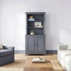 image:imageMartha Stewart Lily Pond Modular 3 Drawer Cabinet and Hutch Sharkey Gray  Brushed Stainless Hardware PreAssembled Drawer Glides Solid Wood FrameLegs Open Hutch Shelves Rear Cord ManagementSlate Blue FrameGunmetal Hardware