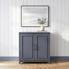 image:imageMartha Stewart Lily Pond Modular 3 Drawer Cabinet and Hutch Sharkey Gray  Brushed Stainless Hardware PreAssembled Drawer Glides Solid Wood FrameLegs Open Hutch Shelves Rear Cord ManagementSlate Blue FrameGunmetal Hardware