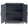 image:imageMartha Stewart Lily Pond Modular 3 Drawer Cabinet and Hutch Sharkey Gray  Brushed Stainless Hardware PreAssembled Drawer Glides Solid Wood FrameLegs Open Hutch Shelves Rear Cord ManagementSlate Blue FrameGunmetal Hardware