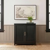 image:imageMartha Stewart Bedford Modular Fluted Storage Cabinet Fern Green Set of 2  Adjustable Shelf SoftClose Doors Brushed Stainless Steel Hardware Solid Wood Frame and LegsBlack FrameGold Hardware