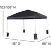 image:imageFlash Furniture 10x10 Pop Up Canopy Tent with Wheeled Case Black  Included Sandbags Portable Tailgate and Event Use Easy Setup
