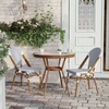 image:imageFlash Furniture 315 Glass Top Table and 2 Stack Chairs WhiteNavy  Commercial Grade IndoorOutdoor Use PE Rattan Natural Frame 2 Stack ChairsWhite  Navy RattanNatural Frame