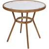 image:imageFlash Furniture 315 Glass Top Table and 2 Stack Chairs WhiteNavy  Commercial Grade IndoorOutdoor Use PE Rattan Natural Frame 2 Stack ChairsWhite  Navy RattanNatural Frame
