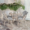 image:imageFlash Furniture 315 Glass Top Table and 4 Stack Chairs BlackWhite  Commercial Grade IndoorOutdoor Use Textilene Light Natural Frame 4 Stack ChairsBlack  White TextileneLight Natural Frame