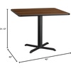 image:imageFlash Furniture 42 Square Table and 33x33 XBase Mahogany  Table Height LaminateWalnut