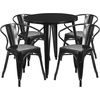 image:imageFlash Furniture Commercial Grade 30 Round Black Metal IndoorOutdoor Table Set with 4 Arm Chairs  Commercial Grade IndoorOutdoor Use Arm ChairsBlack