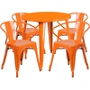 image:imageFlash Furniture Commercial Grade 30 Round Black Metal IndoorOutdoor Table Set with 4 Arm Chairs  Commercial Grade IndoorOutdoor Use Arm ChairsOrange