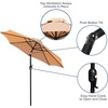 image:imageFlash Furniture Lark 3 Piece Outdoor Patio Table Set  Natural Faux Teak Dining Table  35 Square Synthetic Teak Table with Umbrella Hole  Tan Umbrella with Base  Synthetic Teak Table Included Base Durable Construction Commercial UseTan