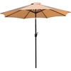 image:imageFlash Furniture Lark 3 Piece Outdoor Patio Table Set  Natural Faux Teak Dining Table  35 Square Synthetic Teak Table with Umbrella Hole  Tan Umbrella with Base  Synthetic Teak Table Included Base Durable Construction Commercial UseTan
