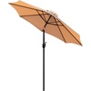 image:imageFlash Furniture Lark 3 Piece Outdoor Patio Table Set  Natural Faux Teak Dining Table  35 Square Synthetic Teak Table with Umbrella Hole  Tan Umbrella with Base  Synthetic Teak Table Included Base Durable Construction Commercial UseTan