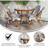 image:imageFlash Furniture Lourdes IndoorOutdoor Commercial French Bistro Set  Tempered Glass Top Table  4 Chairs  PE Rattan  NAT Bamboo Print Aluminum Frame  WhiteNavyWhite  Navy RattanNatural Frame