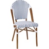 image:imageFlash Furniture Lourdes IndoorOutdoor Commercial French Bistro Set  Tempered Glass Top Table  4 Chairs  PE Rattan  NAT Bamboo Print Aluminum Frame  WhiteNavyWhite  Navy RattanNatural Frame
