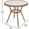 image:imageFlash Furniture Lourdes IndoorOutdoor Commercial French Bistro Set  Tempered Glass Top Table  4 Chairs  PE Rattan  NAT Bamboo Print Aluminum Frame  WhiteNavyWhite  Navy RattanNatural Frame