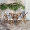 image:imageFlash Furniture Lourdes IndoorOutdoor Commercial French Bistro Set  Tempered Glass Top Table  4 Chairs  PE Rattan  NAT Bamboo Print Aluminum Frame  WhiteNavyWhite  Navy RattanNatural Frame