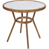 image:imageFlash Furniture Lourdes IndoorOutdoor Commercial French Bistro Set  Tempered Glass Top Table  4 Chairs  PE Rattan  NAT Bamboo Print Aluminum Frame  WhiteNavyWhite  Navy RattanNatural Frame
