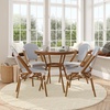 image:imageFlash Furniture Lourdes IndoorOutdoor Commercial French Bistro Set  Tempered Glass Top Table  4 Chairs  PE Rattan  NAT Bamboo Print Aluminum Frame  WhiteNavyWhite  Navy RattanNatural Frame