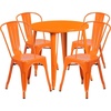 image:imageFlash Furniture 30 Round Orange Metal IndoorOutdoor Table Set with 4 Cafe Chairs