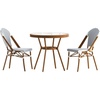 image:imageFlash Furniture 315 Glass Top Table and 2 Stack Chairs WhiteNavy  Commercial Grade IndoorOutdoor Use PE Rattan Natural Frame 2 Stack ChairsWhite  Navy RattanNatural Frame