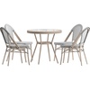 image:imageFlash Furniture 315 Glass Top Table and 4 Stack Chairs BlackWhite  Commercial Grade IndoorOutdoor Use Textilene Light Natural Frame 4 Stack ChairsBlack  White TextileneLight Natural Frame
