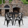 image:imageFlash Furniture Commercial Grade 30 Round Black Metal IndoorOutdoor Table Set with 4 Arm Chairs  Commercial Grade IndoorOutdoor Use Arm ChairsBlack