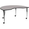 image:imageFlash Furniture Mobile Wren 72 x 48 Kidney HP Laminate Table Yellow  HP Laminate Surface Standard Height Adjustable Legs Classroom and Activity Use Commercial GradeGrey