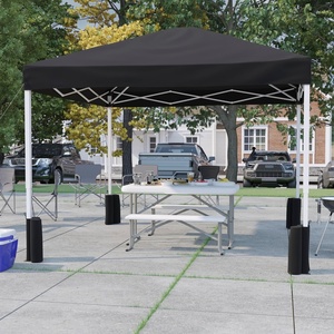 image:imageFlash Furniture 10x10 Pop Up Canopy Tent with Wheeled Case Black  Included Sandbags Portable Tailgate and Event Use Easy Setup