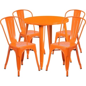 image:imageFlash Furniture 30 Round Orange Metal IndoorOutdoor Table Set with 4 Cafe Chairs